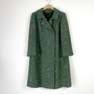 Vintage 60s Tweed Cottagecore Academia Wool Blend Long Coat Size M Winter Fairy